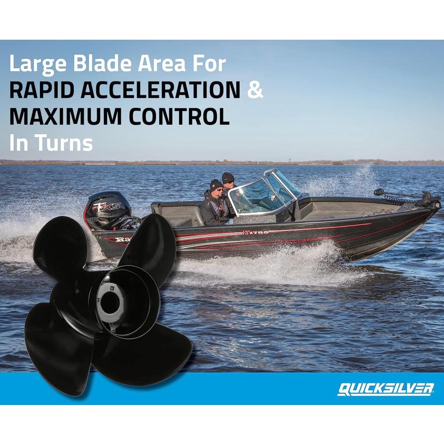 【並行輸入品】Quicksilver ネメシス 4枚羽アルミニウムプロペラ - 右手回転、ブラック仕上げ 40 HP - 60 HP (Standar_2