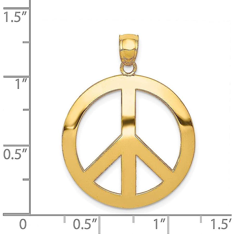 【並行輸入品】14K イエローゴールド ピースサイン ペンダント チャーム ネックレス ファインジュエリー 女性へのギフト　