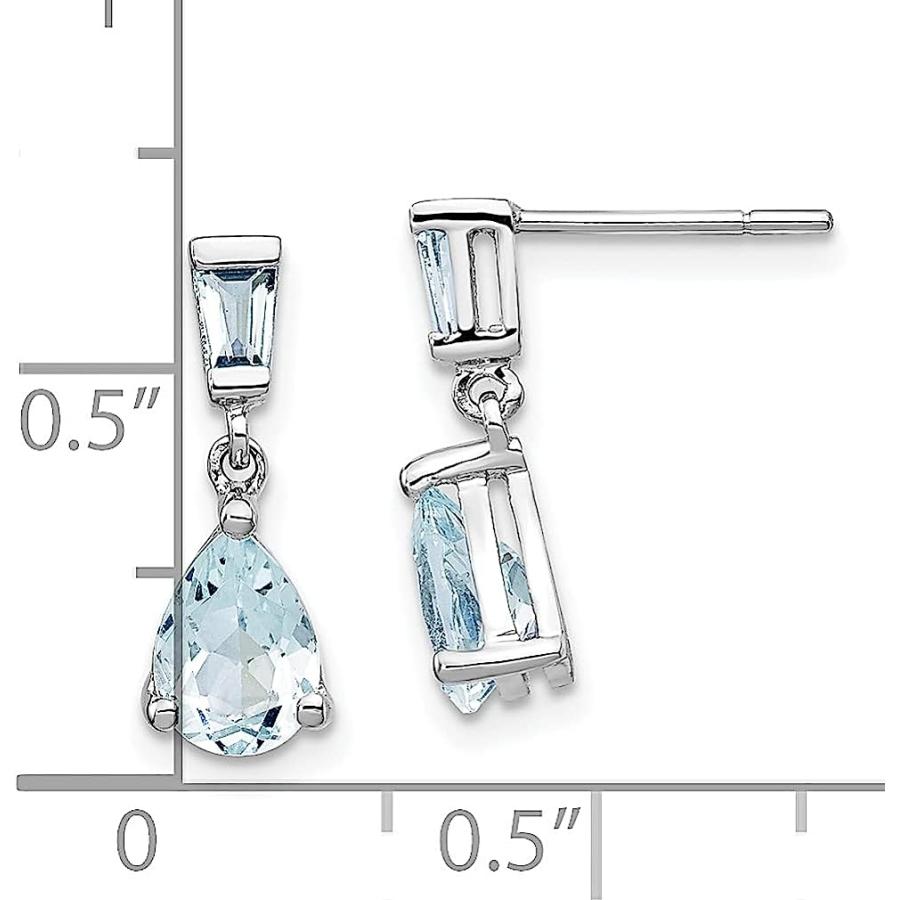 【並行輸入品】14K ホワイトゴールド ブルー アクアマリン ドロップ ダングル シャンデリア ポスト スタッド イヤリング 誕生石 3月 ファインジの画像
