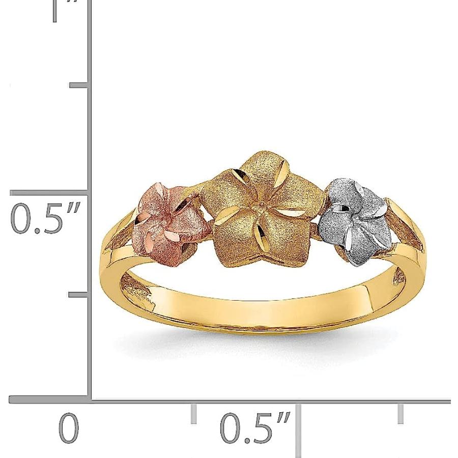 【並行輸入品】14k Tri Color Hawaiian Plumeria Flower Ring Leaf Fine Jewelry For Woの画像