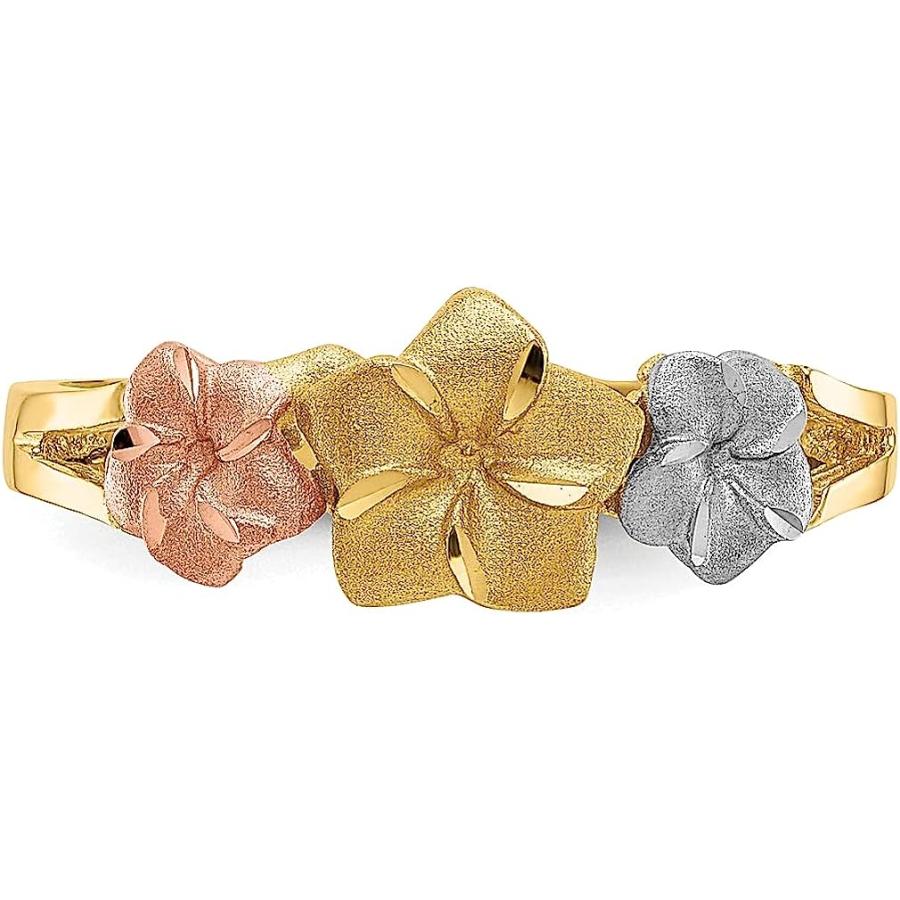 【並行輸入品】14k Tri Color Hawaiian Plumeria Flower Ring Leaf Fine Jewelry For Woの画像