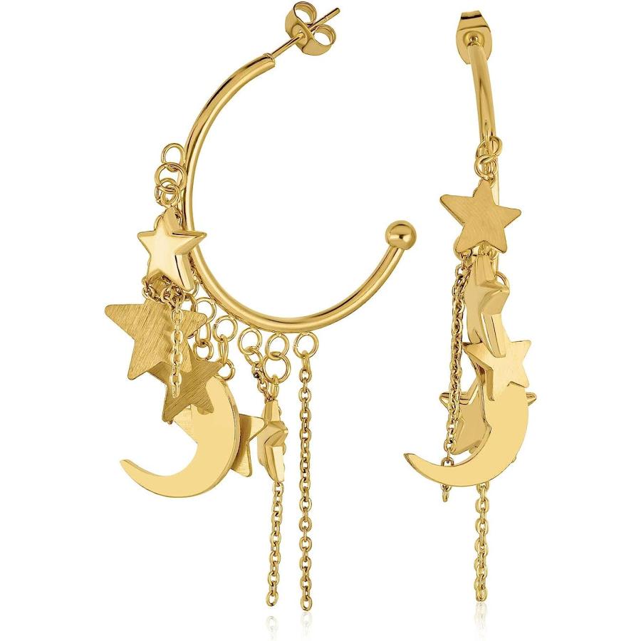 【並行輸入品】大きな大きな天体の三日月星のぶら下がりチャーム フープ スタッド ピアス女性ティーン ローズ ゴールド トーン ステンレス鋼 2.5 直  : DreamFactory - 通販 - Yahoo!ショッピング