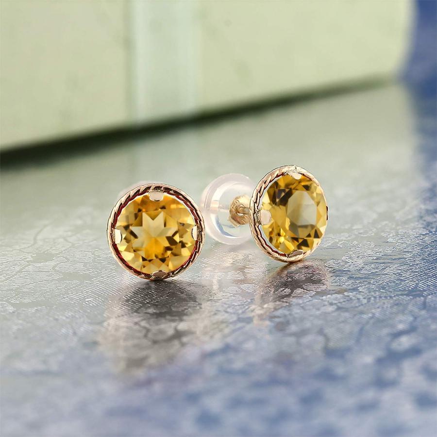 並行輸入品】Gem Stone King 1.6カラット 天然 シトリン ピアス 14金 