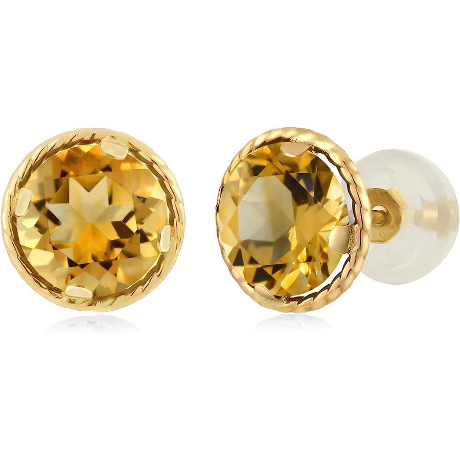 並行輸入品】Gem Stone King 1.6カラット 天然 シトリン ピアス 14金 