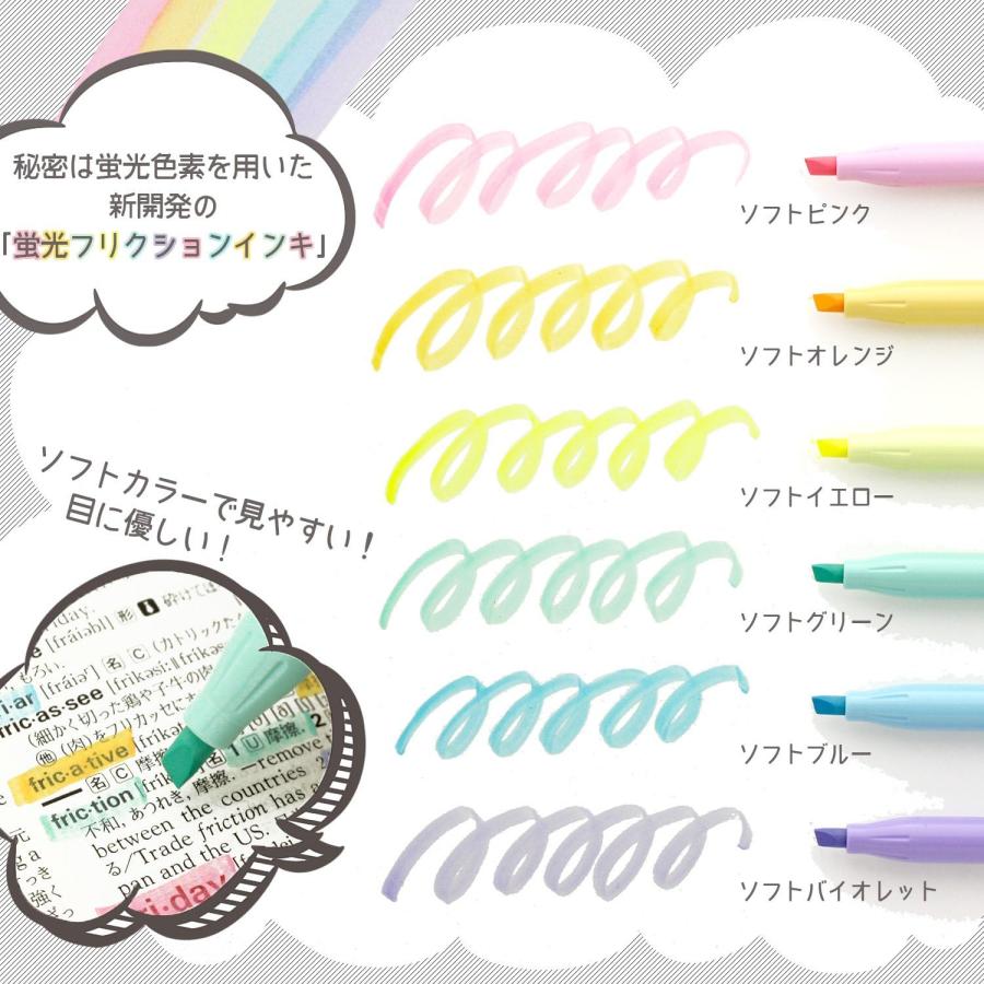 【並行輸入品】パイロット 消せる蛍光ぺン フリクションライト ソフトカラー 6色 SFL-60SL-6CS　
