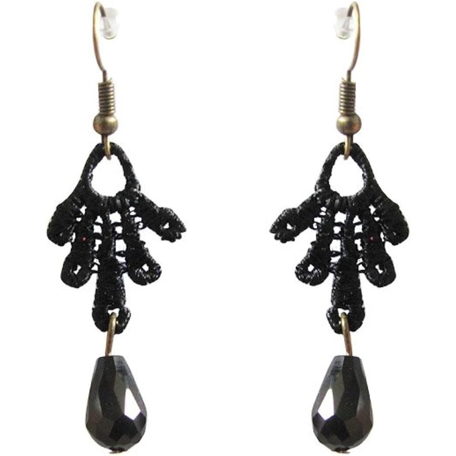 【並行輸入品】Charm.L Grace ブラックレース ゴシック ロリータ ペンダント チョーカー ネックレス イヤリングセット　