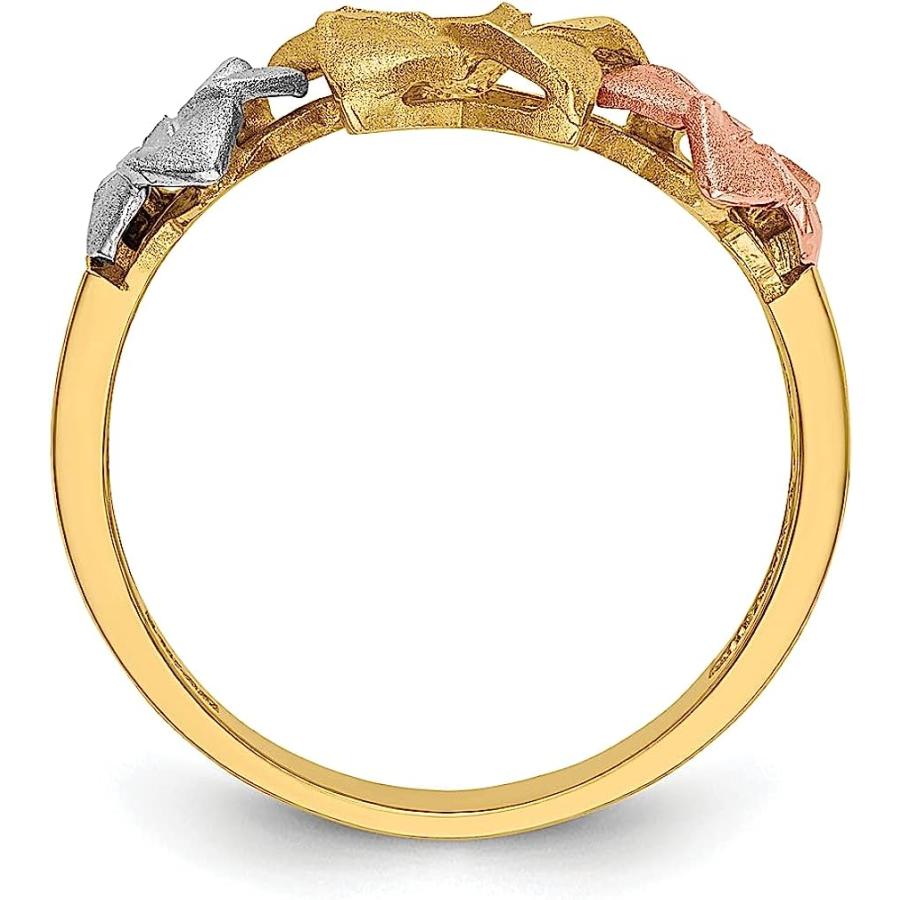 【並行輸入品】14K 3色 ハワイアン プルメリア フラワーリング リーフ ファインジュエリー 女性へのギフトに  ホワイトゴールド、ゴールドの画像