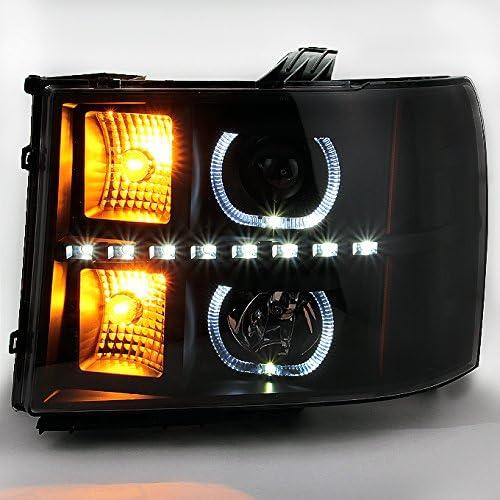 【並行輸入品】GMCシエラピックアップブラックスモーク専用ヘイロープロジェクター超高輝度SMD DRL LEDヘッドライトランプの画像