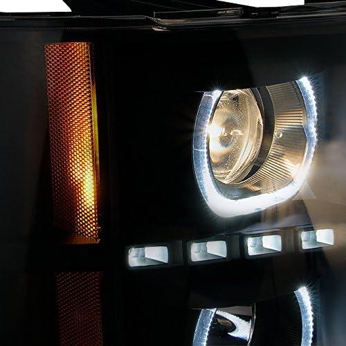 【並行輸入品】GMCシエラピックアップブラックスモーク専用ヘイロープロジェクター超高輝度SMD DRL LEDヘッドライトランプの画像