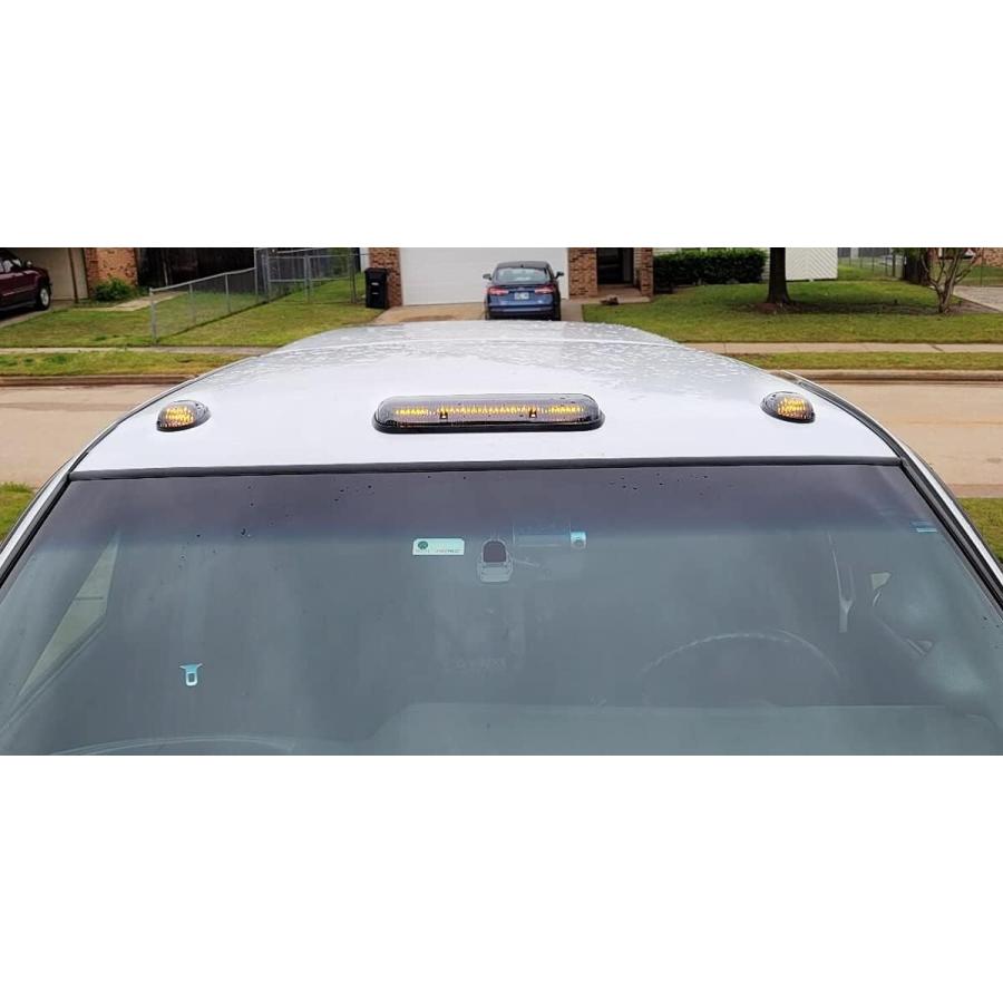 激安買蔵 iJDMTOY キャブルーフトップマーカー ランニングランプ 3点セット アンバーまたはホワイトのLEDライト付き トラックピックアップ4x4 SUV用 Smoked Lens 89-00