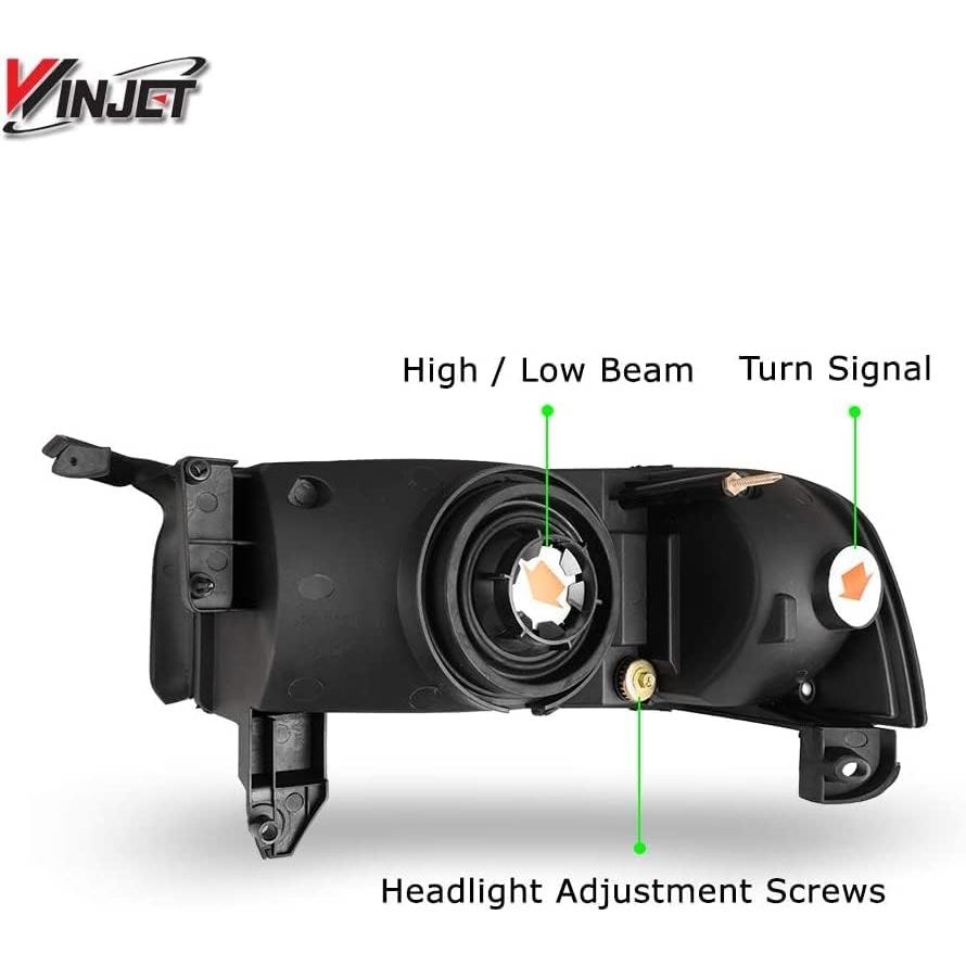 【並行輸入品】Winjet ヘッドライト 1994-2001 ダッジ・ラム 1500 ファクトリースタイル ブラック クリア ヘッドランプ アセンブリ_2