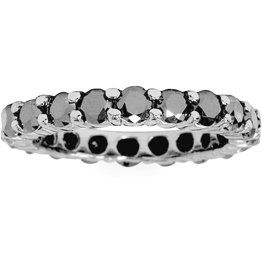 【並行輸入品】2 ctブラックダイヤモンドエタニティリング10 Kブラックゴールドの画像