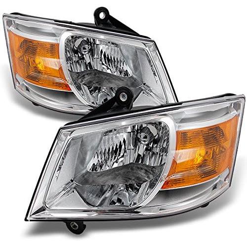 【並行輸入品】Dodge Grand Caravan クリアヘッドライト ヘッドランプ 運転席左+助手席右側交換用ペア　