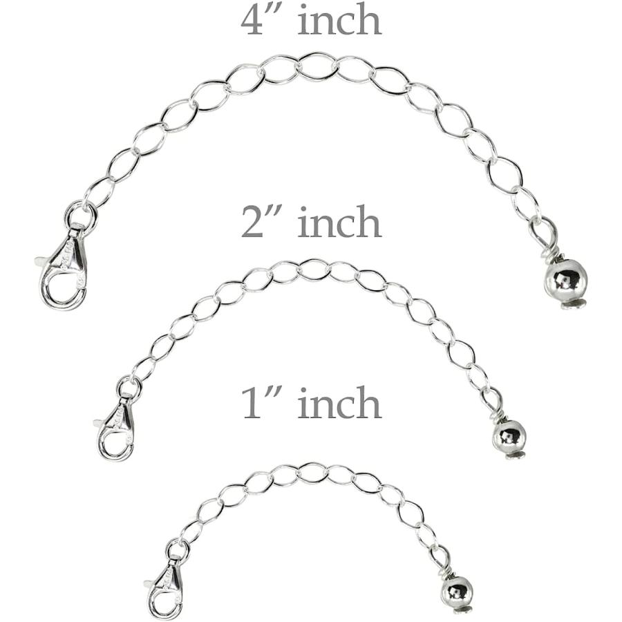 【並行輸入品】スターリングシルバーペンダントネックレスブレスレットアンクレットチェーン延長セット、1 inch 2 inchと4 inch　_4