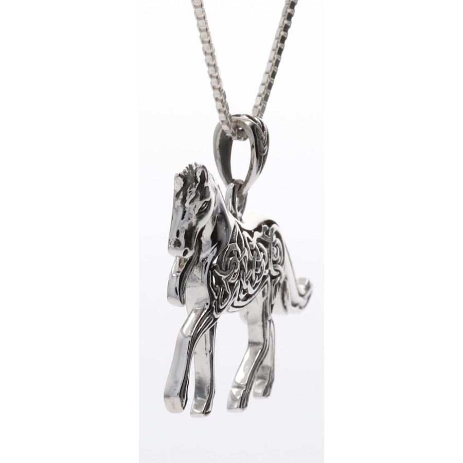 【並行輸入品】ジュエリートレンドスターリングシルバーケルトHorseペンダントon 22インチボックスチェーンネックレス　_1