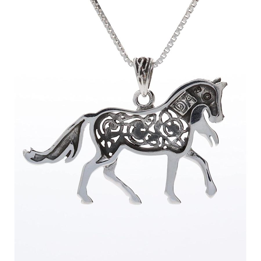 【並行輸入品】ジュエリートレンドスターリングシルバーケルトHorseペンダントon 22インチボックスチェーンネックレス　_2