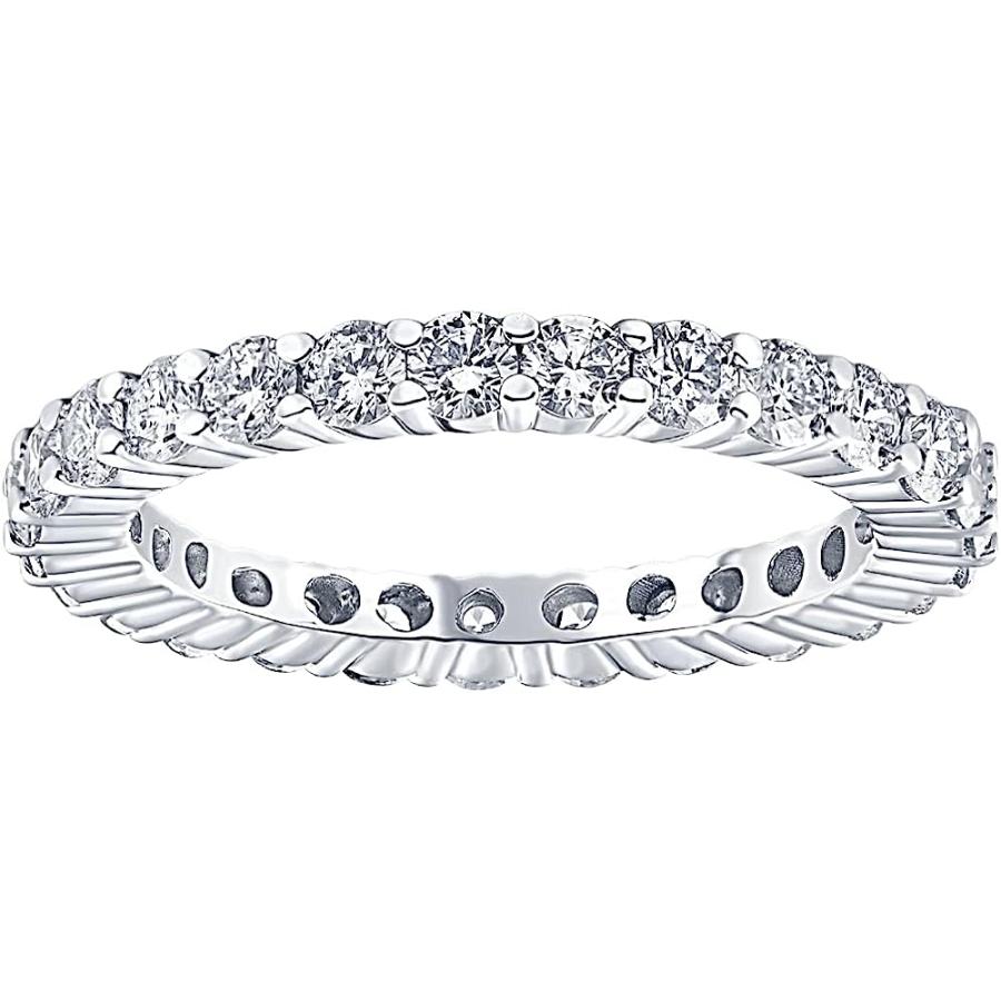 【並行輸入品】1cttw ダイヤモンド エタニティ 結婚指輪 14k ホワイトゴールドの画像