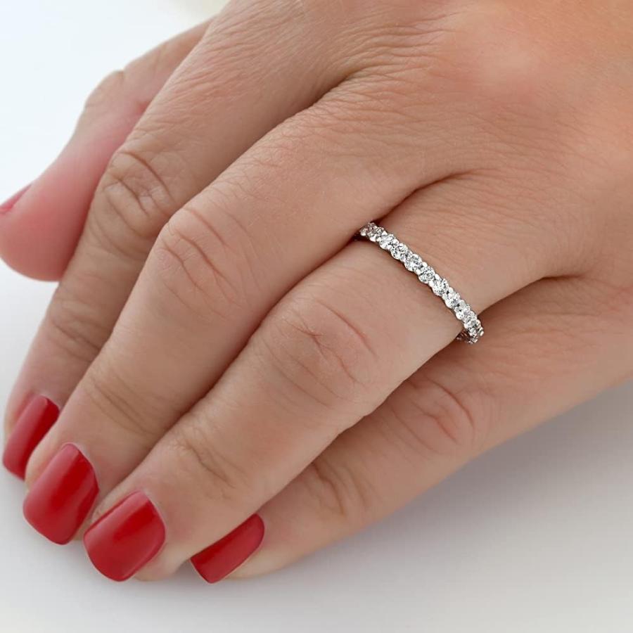 【並行輸入品】1cttw ダイヤモンド エタニティ 結婚指輪 14k ホワイトゴールドの画像