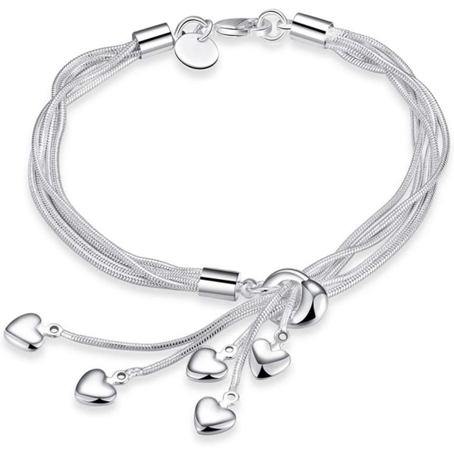 Silver925 バングル necklaceセット.☆.。.:*・° Xfomeスタイル925スターリングシルバーfive-lineチェーンwith