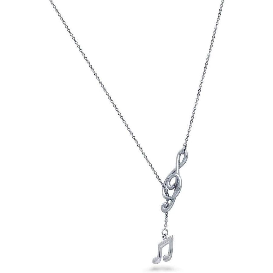 【並行輸入品】ベリクルロジウムメッキスターリングシルバー高音部記号音符ラリアットネックレス17.5inch+ 2inchエクステンダ　
