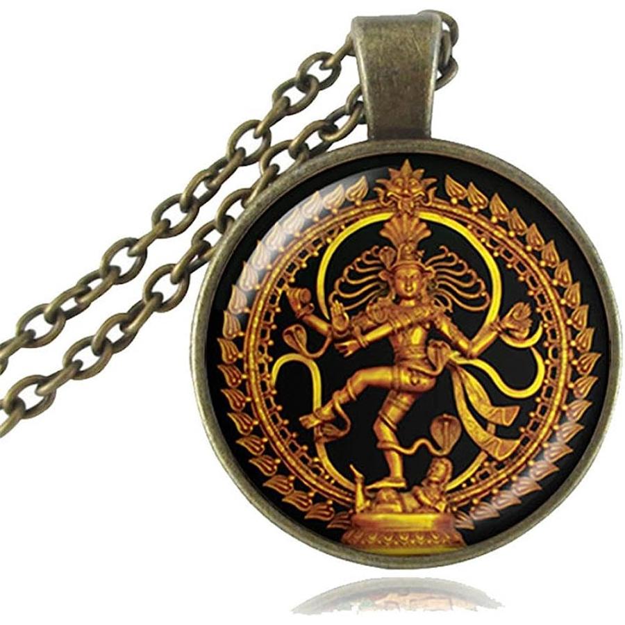 【並行輸入品】 ゴールデンブッダネックレス ロードシヴァペンダント 破壊のダンスジュエリー ヒンドゥー教の神のお守りアクセサリー