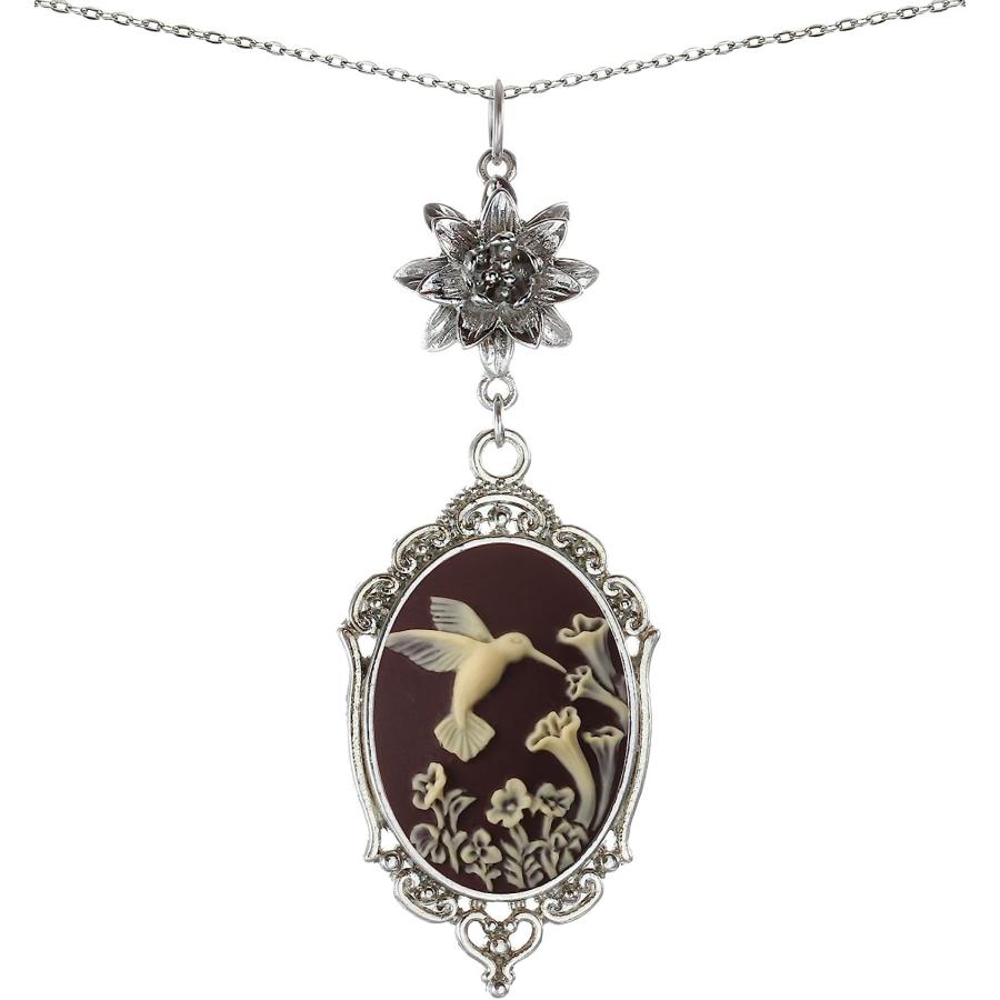 d.luca ロータスモチーフ カメオネックレス 並行輸入品】ロータスチャームネックレスアンティーク装飾カメオ