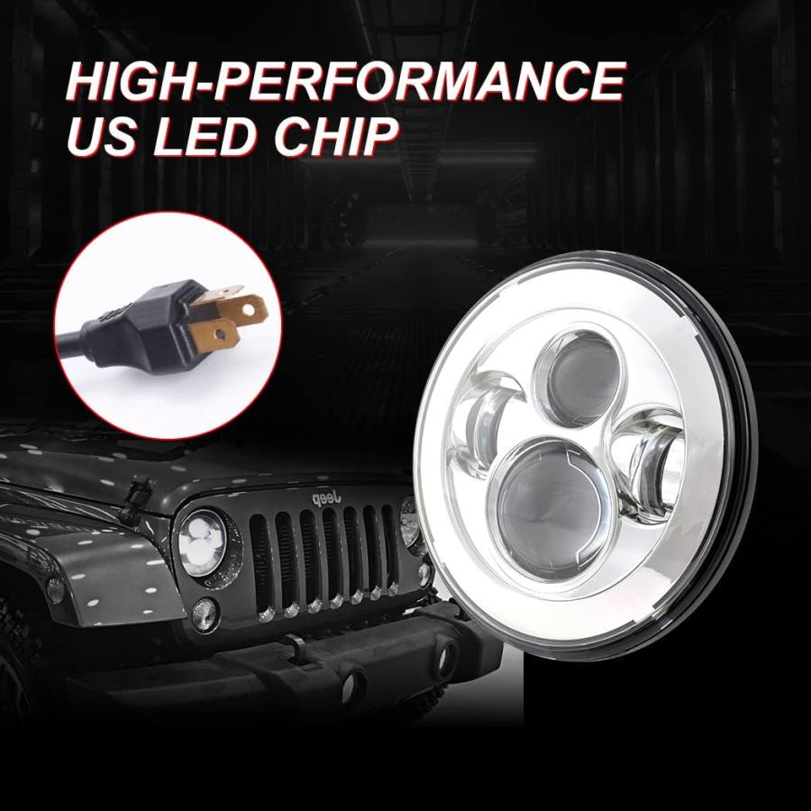 【並行輸入品】COWONE 7インチ プロジェクター LED ヘッドライト ジープ ラングラー 97-2018 JK TJ LJ CJ ハンバー H1の画像