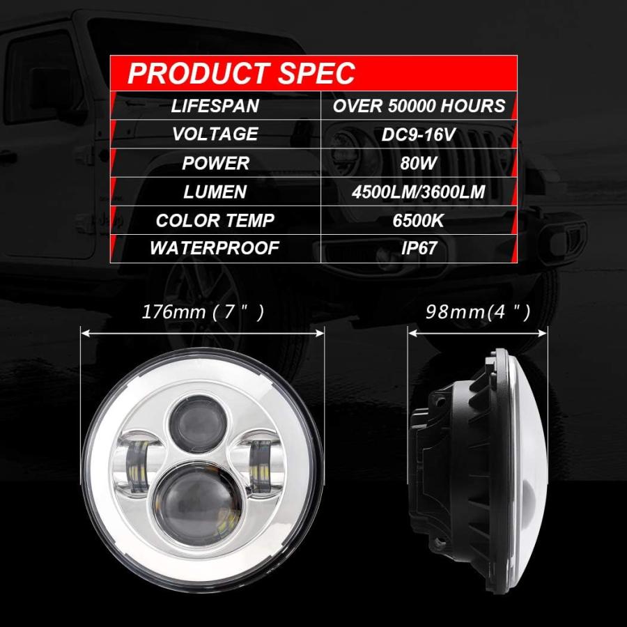 【並行輸入品】COWONE 7インチ プロジェクター LED ヘッドライト ジープ ラングラー 97-2018 JK TJ LJ CJ ハンバー H1の画像