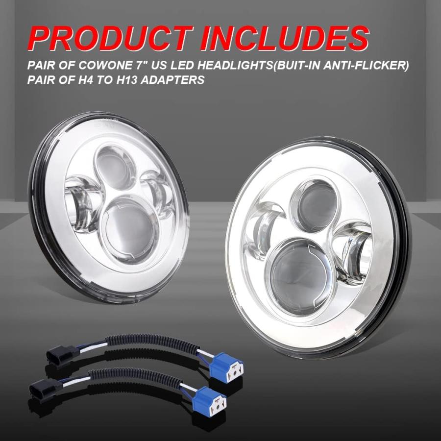 【並行輸入品】COWONE 7インチ プロジェクター LED ヘッドライト ジープ ラングラー 97-2018 JK TJ LJ CJ ハンバー H1の画像
