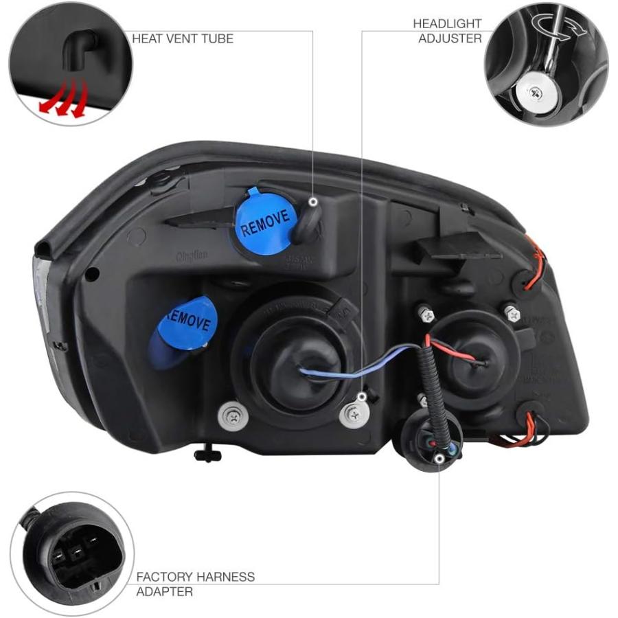 【並行輸入品】VIPMOTOZ LED ヘイローリング プロジェクターヘッドライトアセンブリ 2005〜2010年式 シボレーコバルト用 マットブラッの画像