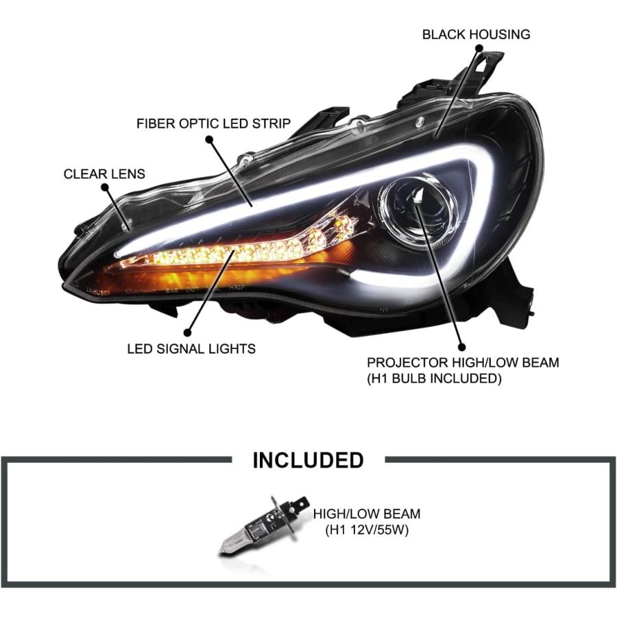 【並行輸入品】SPEC-D TUNING ブラック プロジェクター LEDヘッドライト シグナルランプ 2012-2017 Scion Fr-S 20