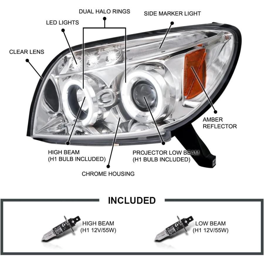 【並行輸入品】Spec-D Tuning 2LHP-4RUN03-TM クロームプロジェクター (Halo LED)　