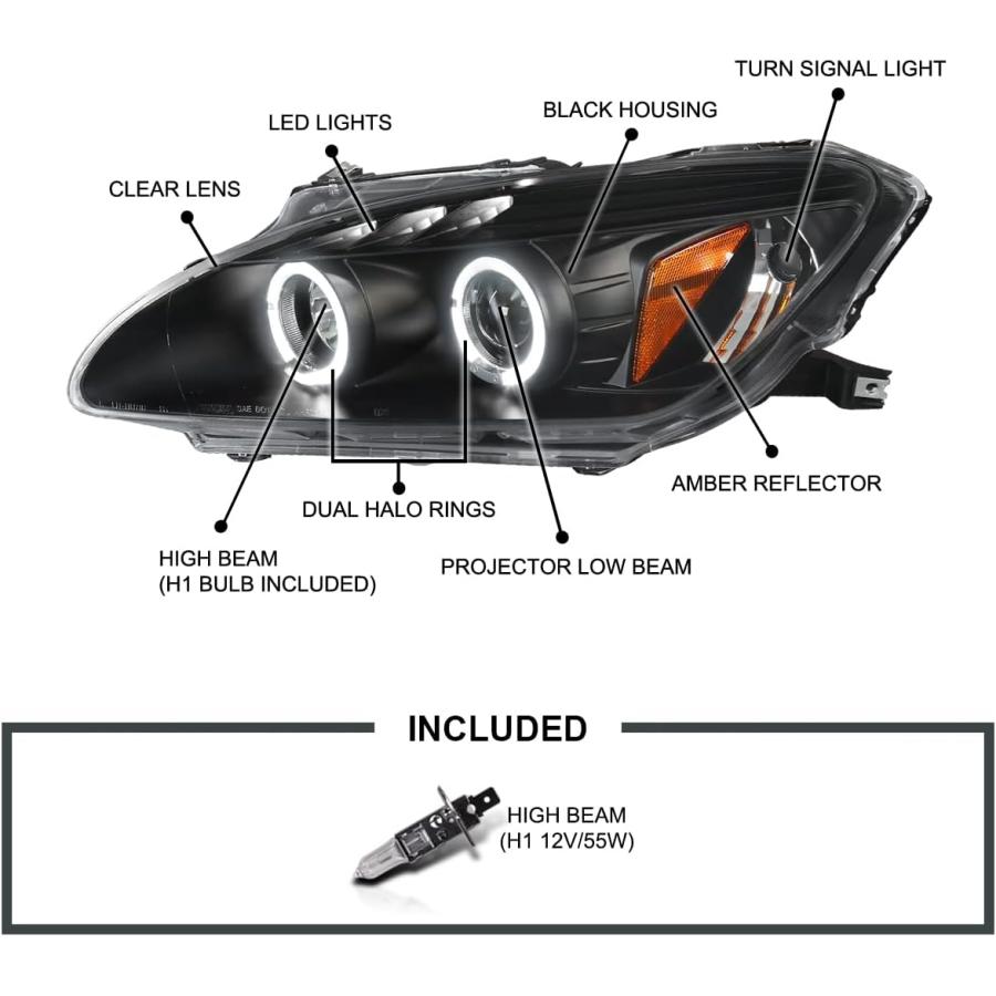 並行輸入品】Spec-D Tuning Halo + LED プロジェクターヘッドライト