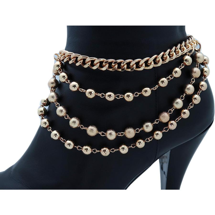 【並行輸入品】TFJ レディースファッションジュエリー ブーツブレスレット シルバーメタルチェーン シューアンクレット ビッグクロスブリングチャーム　