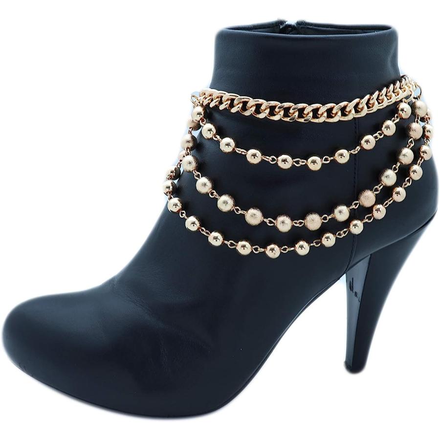 【並行輸入品】TFJ レディースファッションジュエリー ブーツブレスレット シルバーメタルチェーン シューアンクレット ビッグクロスブリングチャーム　