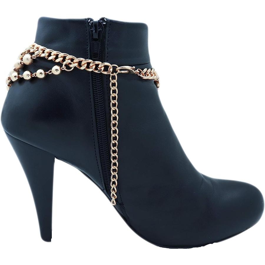 【並行輸入品】TFJ レディースファッションジュエリー ブーツブレスレット シルバーメタルチェーン シューアンクレット ビッグクロスブリングチャーム　