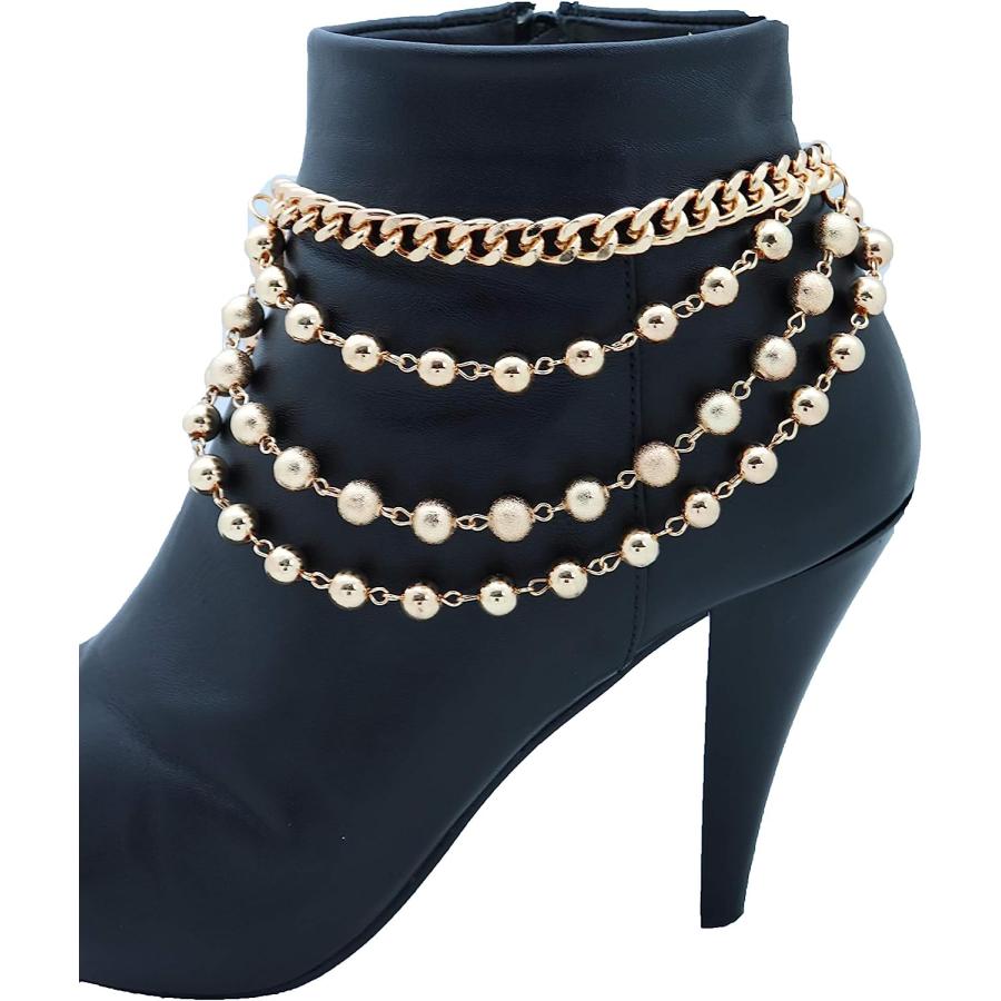 【並行輸入品】TFJ レディースファッションジュエリー ブーツブレスレット シルバーメタルチェーン シューアンクレット ビッグクロスブリングチャーム　