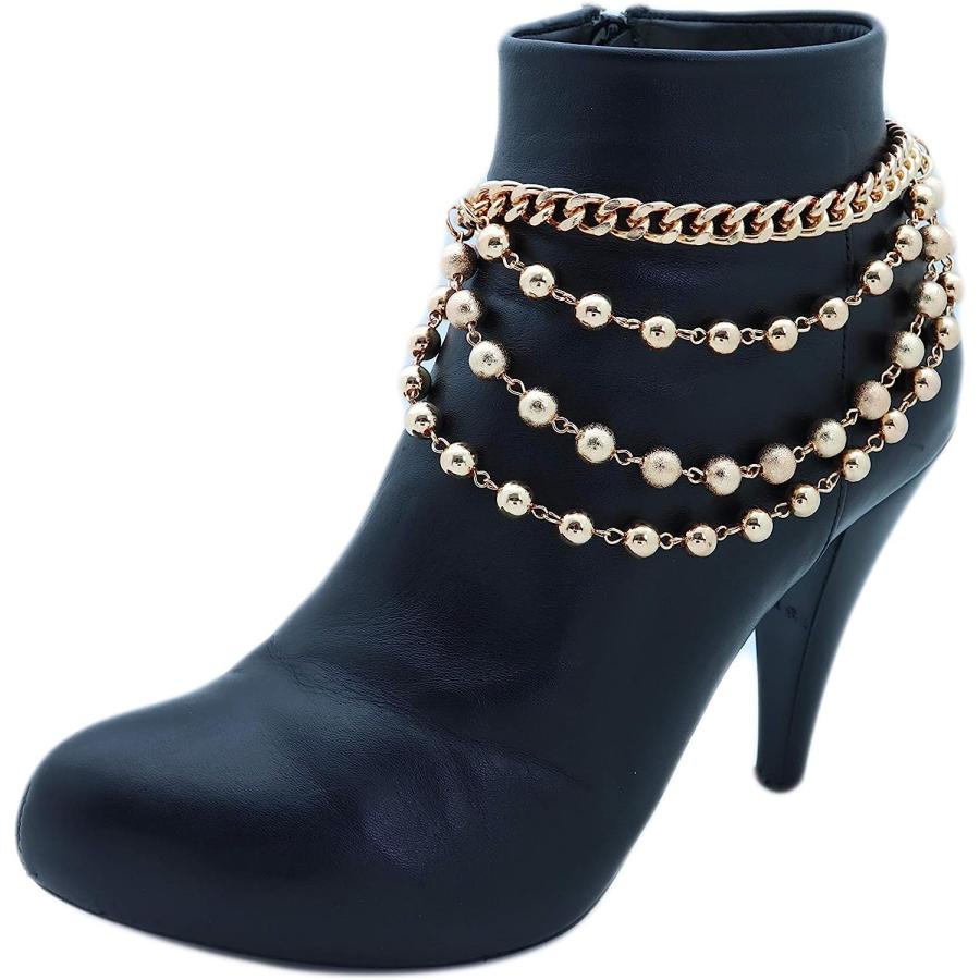 【並行輸入品】TFJ レディースファッションジュエリー ブーツブレスレット シルバーメタルチェーン シューアンクレット ビッグクロスブリングチャーム　