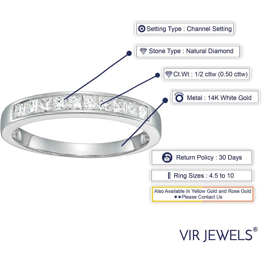 【並行輸入品】Vir Jewels 1/2 carat (ctw) Diamond Wedding Anniversary Band for Womeの画像