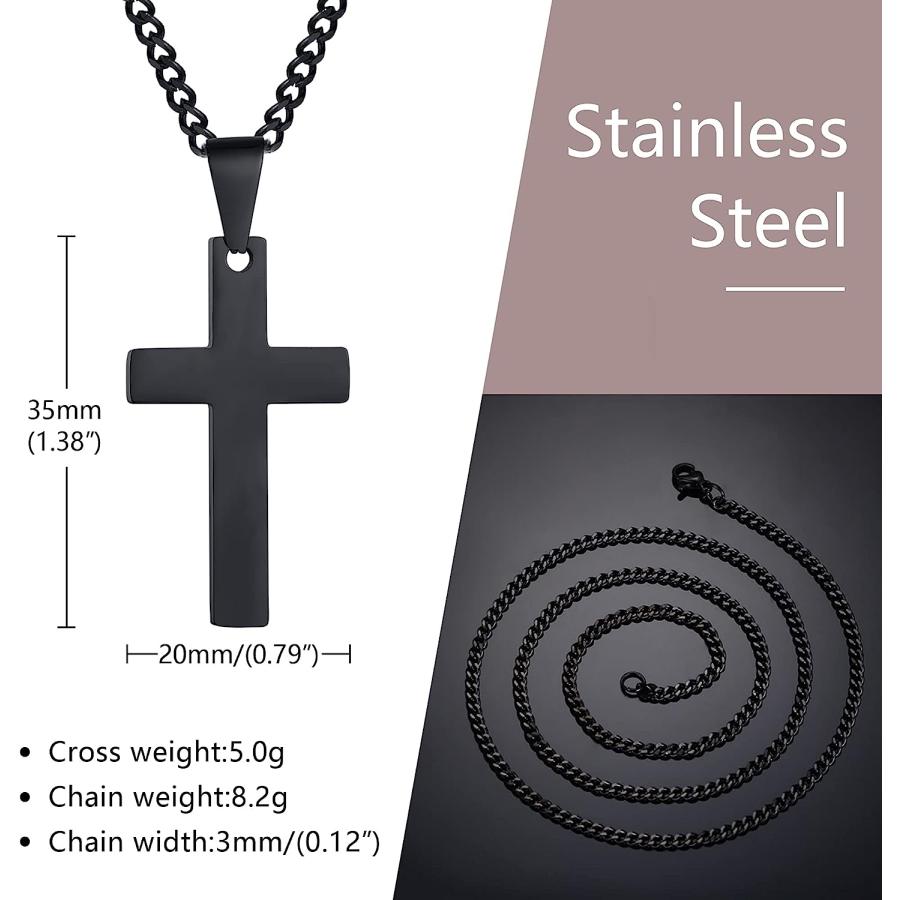 【並行輸入品】PersonalizedカスタマイズステンレススチールPolishedプレーンシンプルクロスペンダントネックレスメンズレディース、24_3