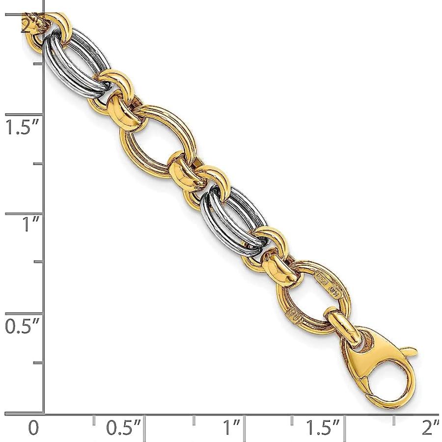 【並行輸入品】14K ツートーンイエローゴールドリンクブレスレット 7.5インチ ファンシーファインジュエリー 女性へのギフトに 7.5 inche_2