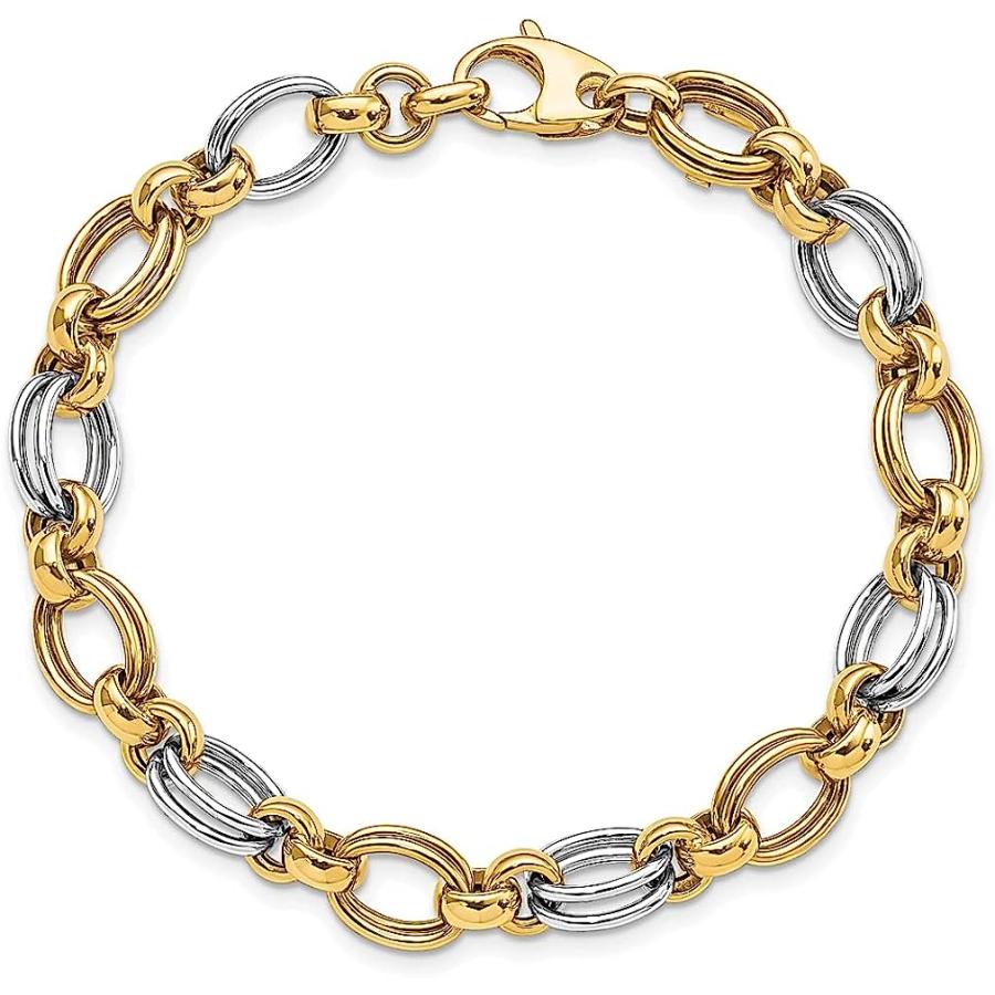 【並行輸入品】14K ツートーンイエローゴールドリンクブレスレット 7.5インチ ファンシーファインジュエリー 女性へのギフトに 7.5 inche_3