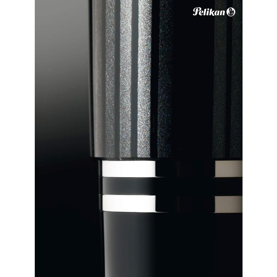 【並行輸入品】Pelikan Souver n R405 Stresemann 無煙炭ストライプ ローラーボールペン ブラック 各1本 (803915_4