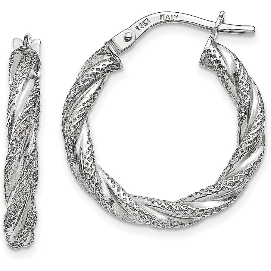 並行輸入品】14K ホワイトゴールド ツイストテクスチャードフープ