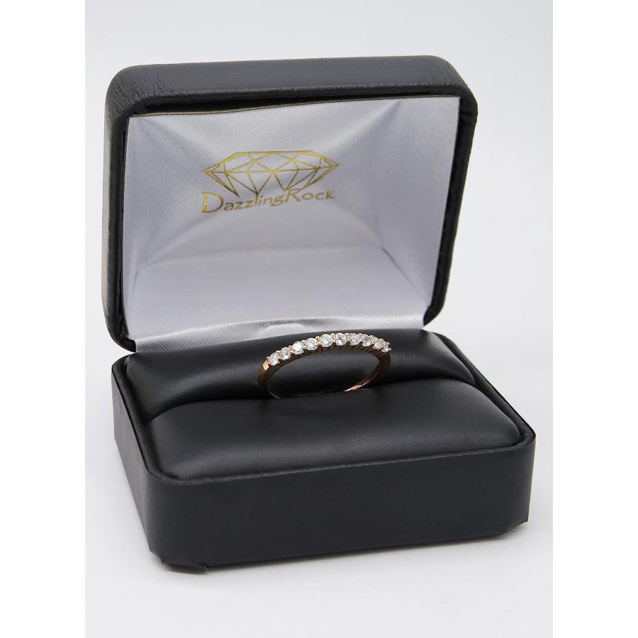 【並行輸入品】Dazzlingrock Collection レディース 14Kローズゴールドラウンドアクアマリン＆ホワイトダイヤモンドスタッカブルのの画像