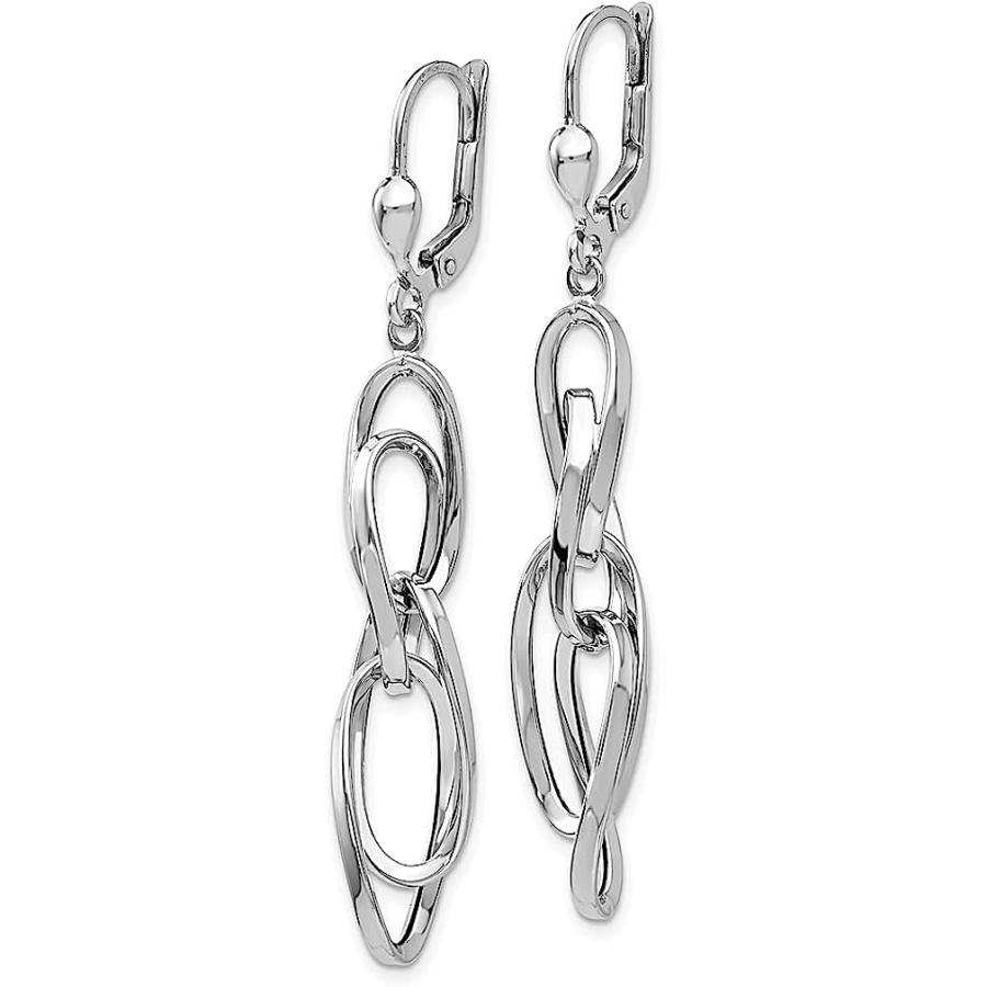 【並行輸入品】14K ホワイトゴールド ダングル レバーバック イヤリング ドロップ ファインジュエリー 女性へのギフトに  クリスタルの画像