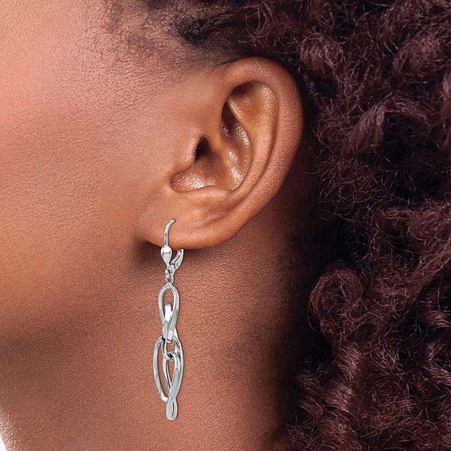 【並行輸入品】14K ホワイトゴールド ダングル レバーバック イヤリング ドロップ ファインジュエリー 女性へのギフトに  クリスタルの画像