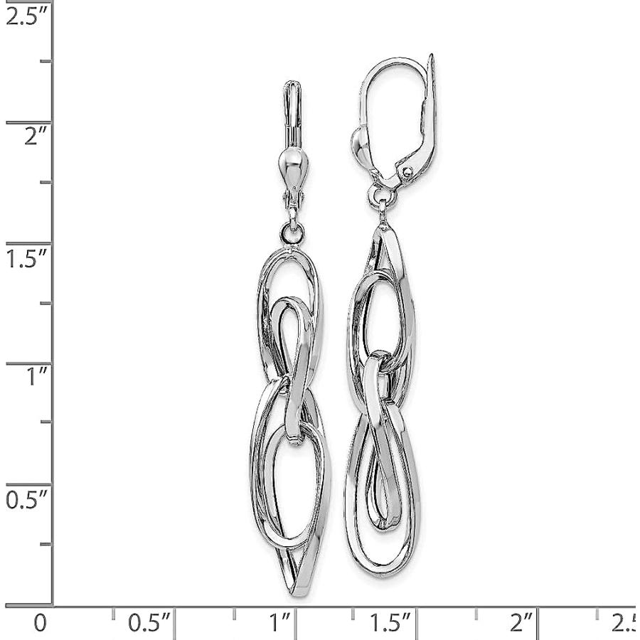 【並行輸入品】14K ホワイトゴールド ダングル レバーバック イヤリング ドロップ ファインジュエリー 女性へのギフトに  クリスタルの画像