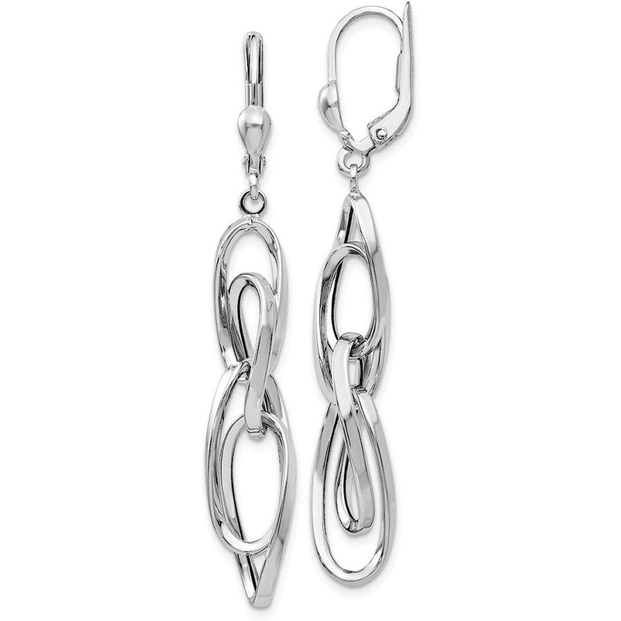 【並行輸入品】14K ホワイトゴールド ダングル レバーバック イヤリング ドロップ ファインジュエリー 女性へのギフトに  クリスタルの画像