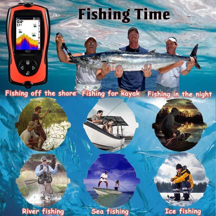 【並行輸入品】LUCKY ポータブルフィッシュファインダー ハンドヘルド カヤック 魚探知機 有線魚深探知機 ソナーセンサートランスデューサー ボート_4